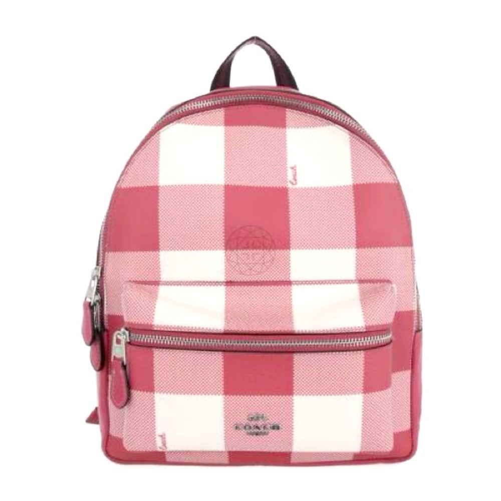 New! Coach pink checkered backpack